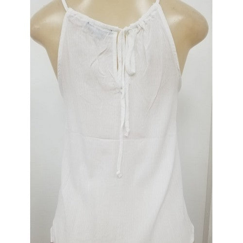 72295 Lace Inset Halter Top Off White