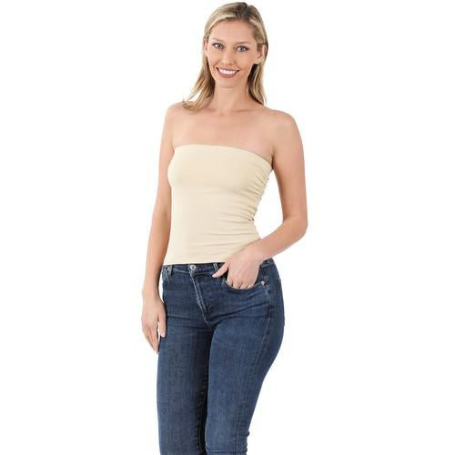 GT-3014 Cotton Tube Built-In Bra Top Taupe