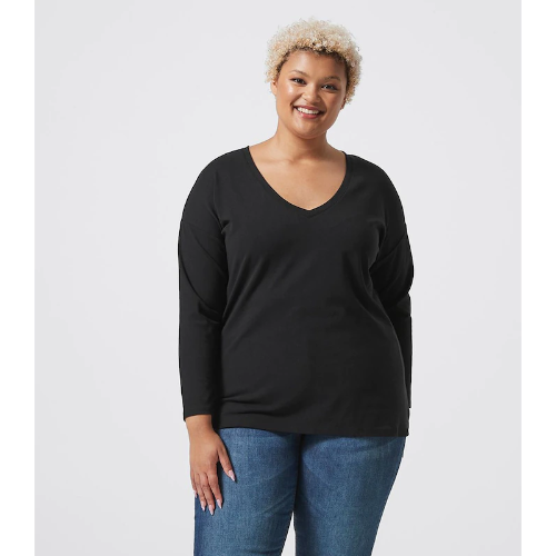 Target Round Hem V-Neck Top Black