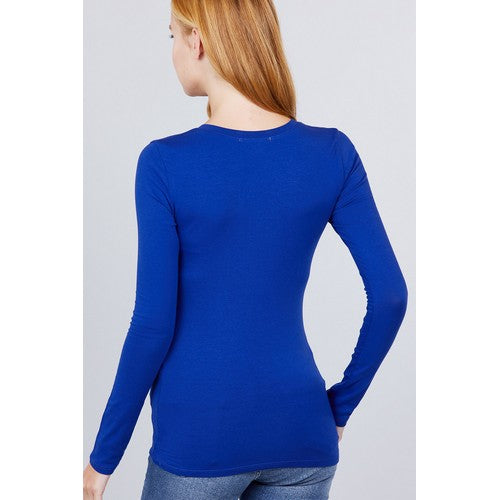 V-Neck Long Sleeve Top Royalty