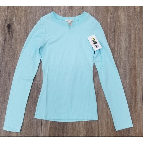 Long Sleeve Round Neck Tee Aqua