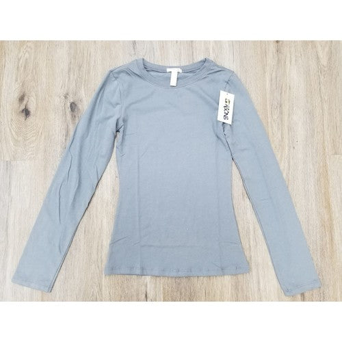 Long Sleeve Round Neck Tee Medium Grey