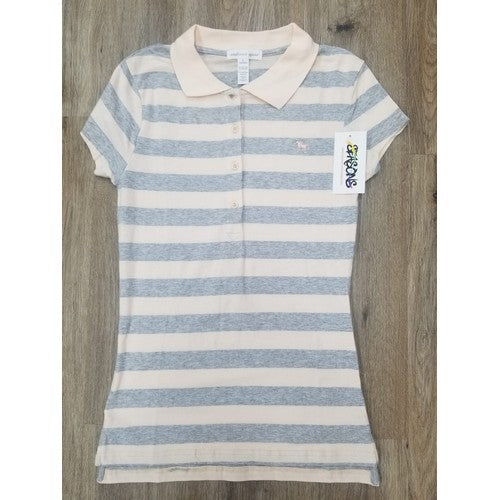 Stallion Logo Slim Fit Polo Shirt Stripe Heather Grey/Peach