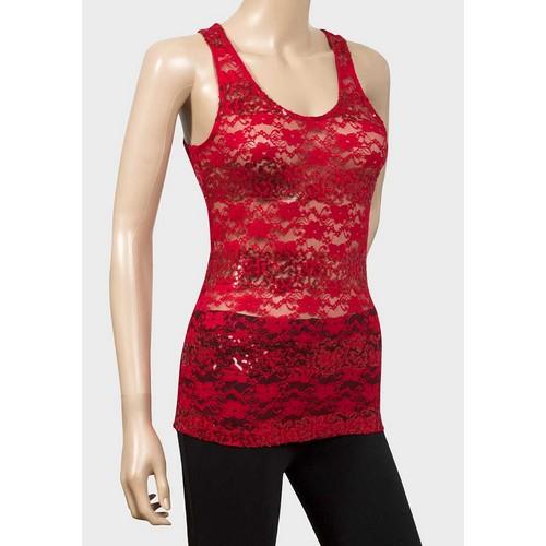 Derek Heart Scoop Neck Lace Sleeveless Red