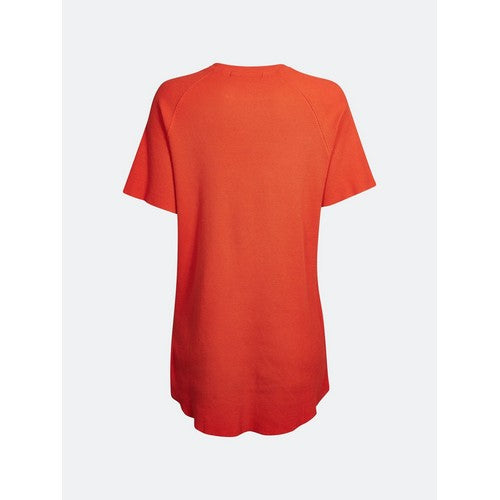 Bik Bok Longline Mellie Waffle T-Shirt in Flame Orange