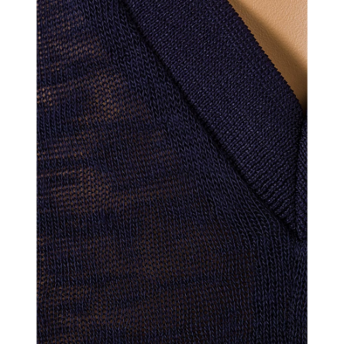 Gallery V Neck Knit T-Shirt Navy