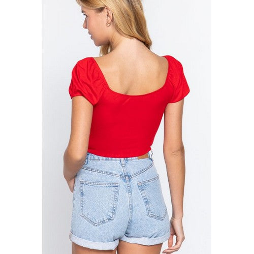 Tie Front Crop Top Red