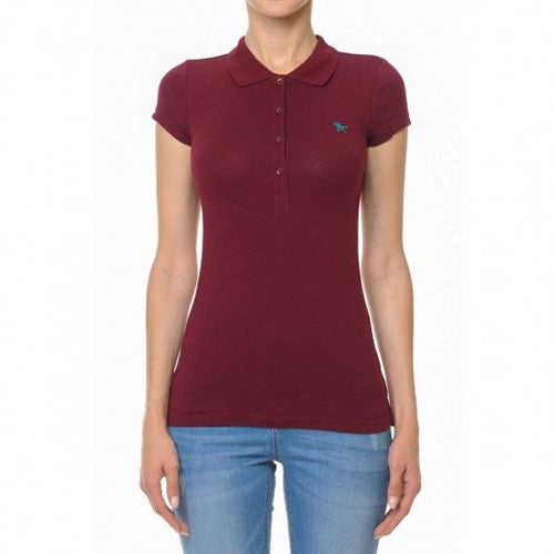 Stallion Logo Slim Fit Polo Shirt in Burgundy