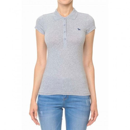 Stallion Logo Slim Fit Polo Shirt Heather in Grey