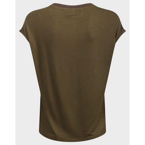 M&Co Front Panel Satin Top in Moss Green