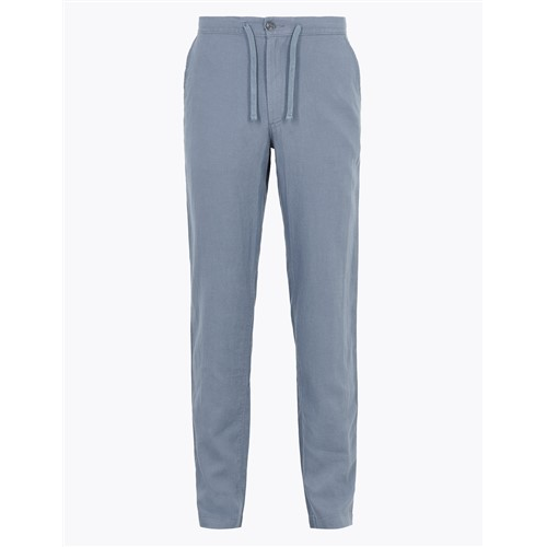 Marks & Spencer Casual Linen Pants Light Blue