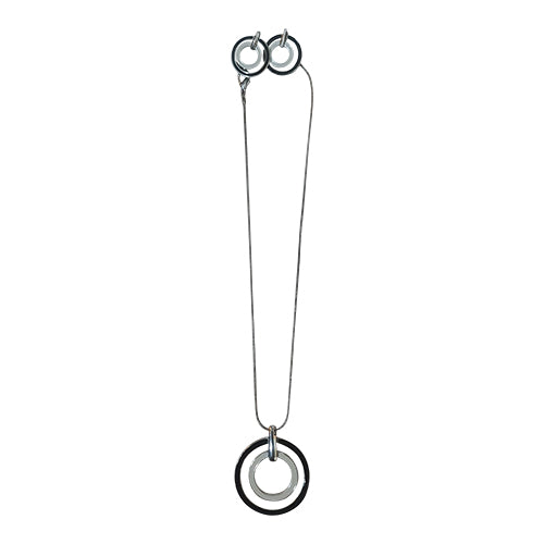 G6 (OG19) Enamel Disc Necklace & Earring Set Black/White