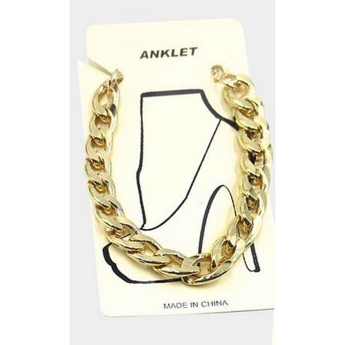 PKAK2340 Chanky Cuban Link Chain Anklet Gold