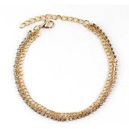 Triple Chain Rhinestone Anklet