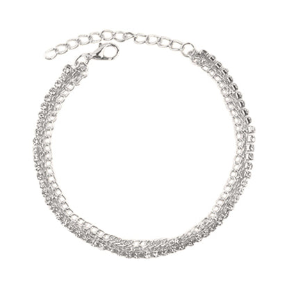 Triple Chain Rhinestone Anklet