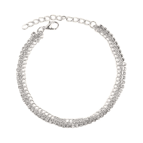 ENA238 Triple Chain Rhinestone Anklet