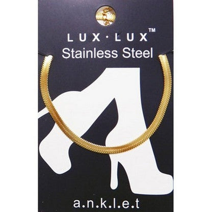 Lux Lux Stainless Steel 4mm Herringbone Chain Anklet in 18K Gold Dip