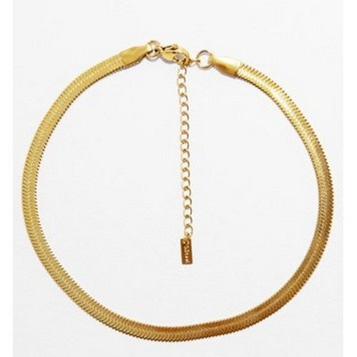 SSA 0009G Lux Lux Stainless Steel 4mm Snake Chain Anklet in Gold