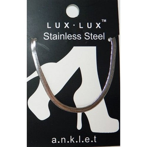 Lux Lux Stainless Steel 4mm Herringbone Chain Anklet in Silver