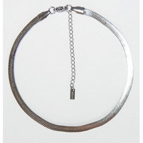 SSA 0009R Lux Lux Stainless Steel 4mm Snake Chain Anklet in Silver