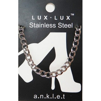 Lux Lux Stainless Steel 7mm Cuban Chain Anklet in Silver
