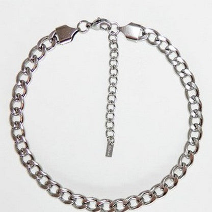 SSA 0008R Lux Lux Stainless Steel 7mm Cuban Chain Anklet in Silver