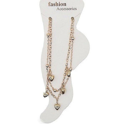 Heart Chain Anklet in Gold