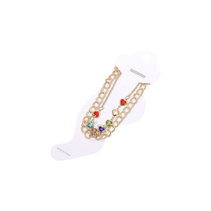 Heart Charm Layered Chain Anklet in Gold