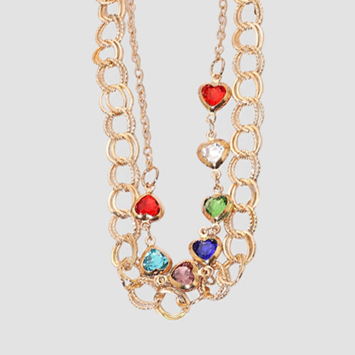 Heart Charm Layered Chain Anklet in Gold
