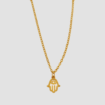 Stainless Steel Hindu Hand Pendant Anklet in Gold