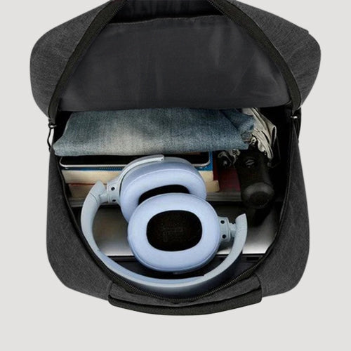 Backpack with Integrated Charging Cable in Black