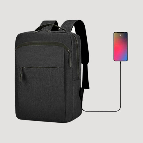 Backpack with Integrated Charging Cable in Black