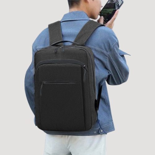Backpack with Integrated Charging Cable in Black