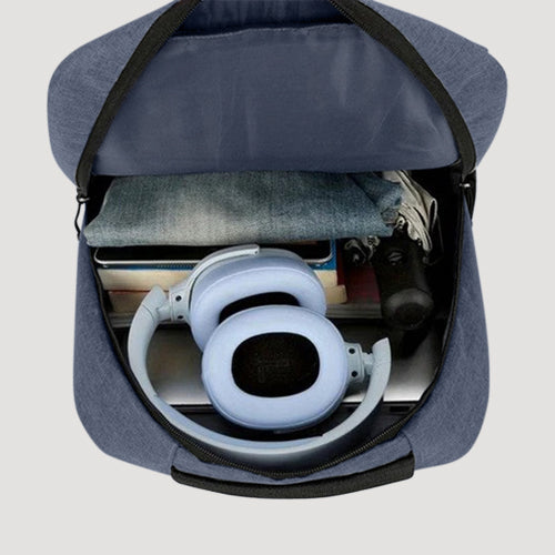 Backpack with Integrated Charging Cable in Blue