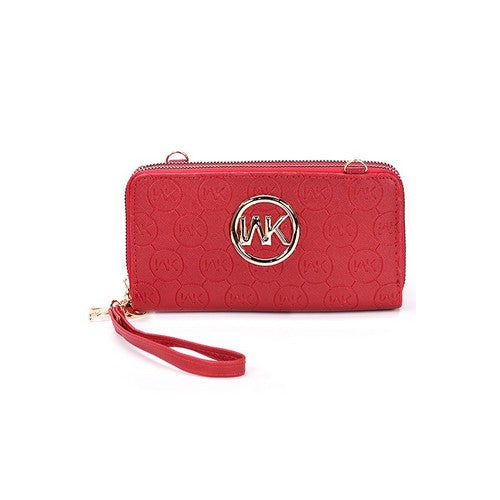 MK Double Zip Wallet in Red