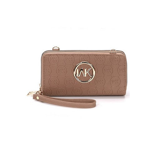 MK Double Zip Wallet in Light Khaki