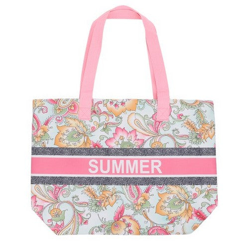 BAG17462 Summer Canvas Beach Bag in Pink