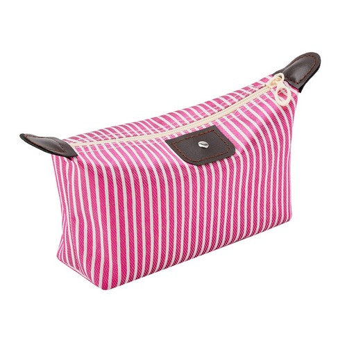 Le Pliage Nylon Cosmetics Bag in Pink Stripe