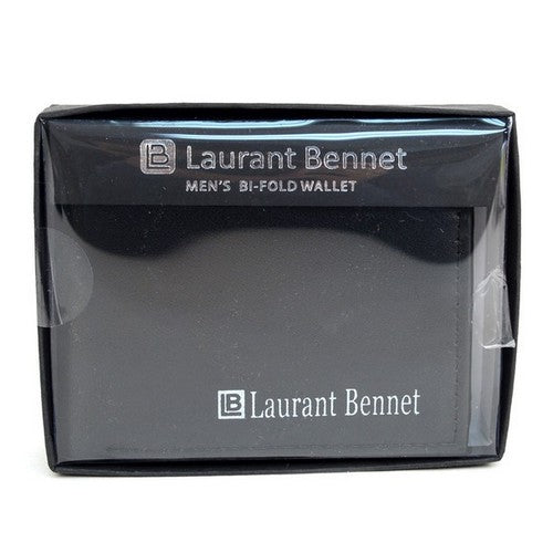 Laurant Bennet Bi-Fold Wallet in Black with Checkered Edge