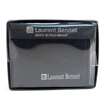 Laurant Bennet Bi-Fold Wallet in Black with Checkered Edge