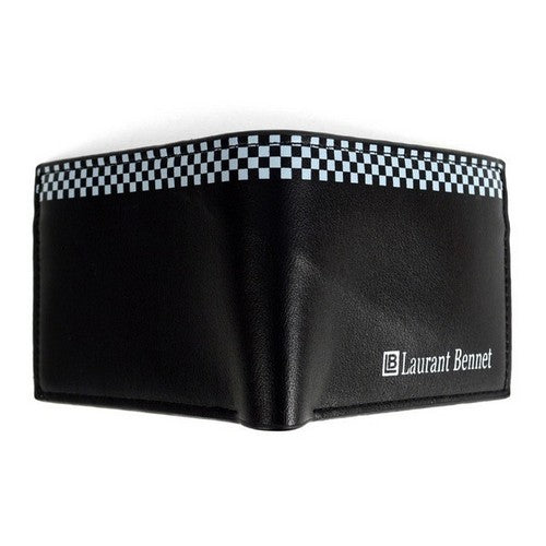 Laurant Bennet Bi-Fold Wallet in Black with Checkered Edge