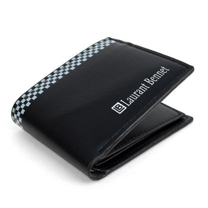 Laurant Bennet Bi-Fold Wallet in Black with Checkered Edge