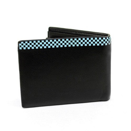 Laurant Bennet Bi-Fold Wallet in Black with Checkered Edge
