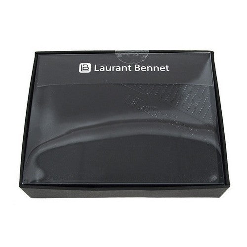 Laurant Bennet Bi-Fold Wallet in Black with Verticle Perforated Stripe Pattern