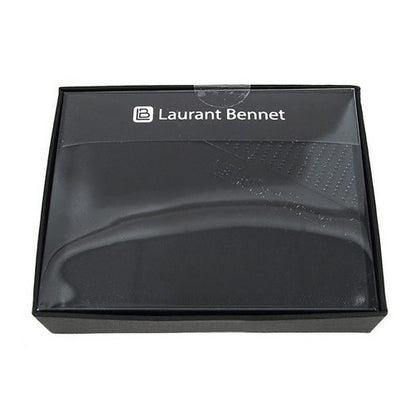 Laurant Bennet Bi-Fold Wallet in Black with Verticle Perforated Stripe Pattern