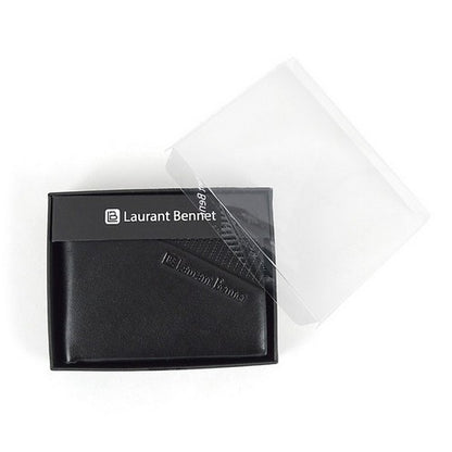 Laurant Bennet Bi-Fold Wallet in Black with Verticle Perforated Stripe Pattern