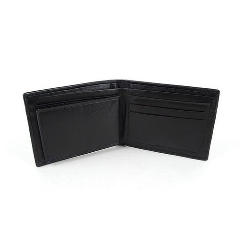 Laurant Bennet Bi-Fold Wallet in Black with Verticle Perforated Stripe Pattern