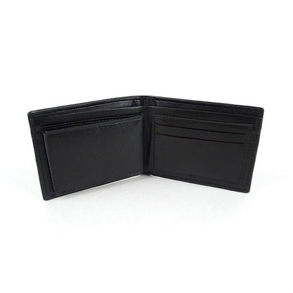 Laurant Bennet Bi-Fold Wallet in Black with Verticle Perforated Stripe Pattern