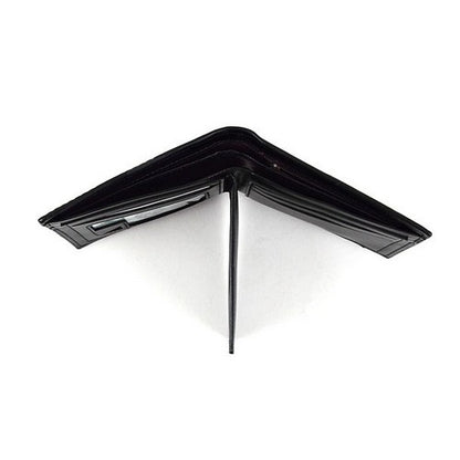 Laurant Bennet Bi-Fold Wallet in Black with Verticle Perforated Stripe Pattern