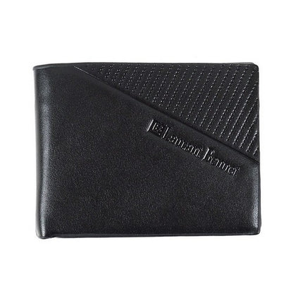 Laurant Bennet Bi-Fold Wallet in Black with Verticle Perforated Stripe Pattern